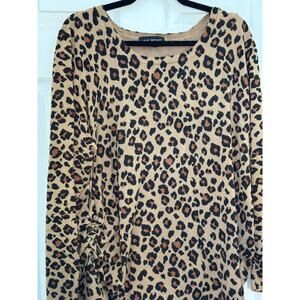 Lane Bryant Leopard Print Ruched-Side Sweater (Size 26/28)